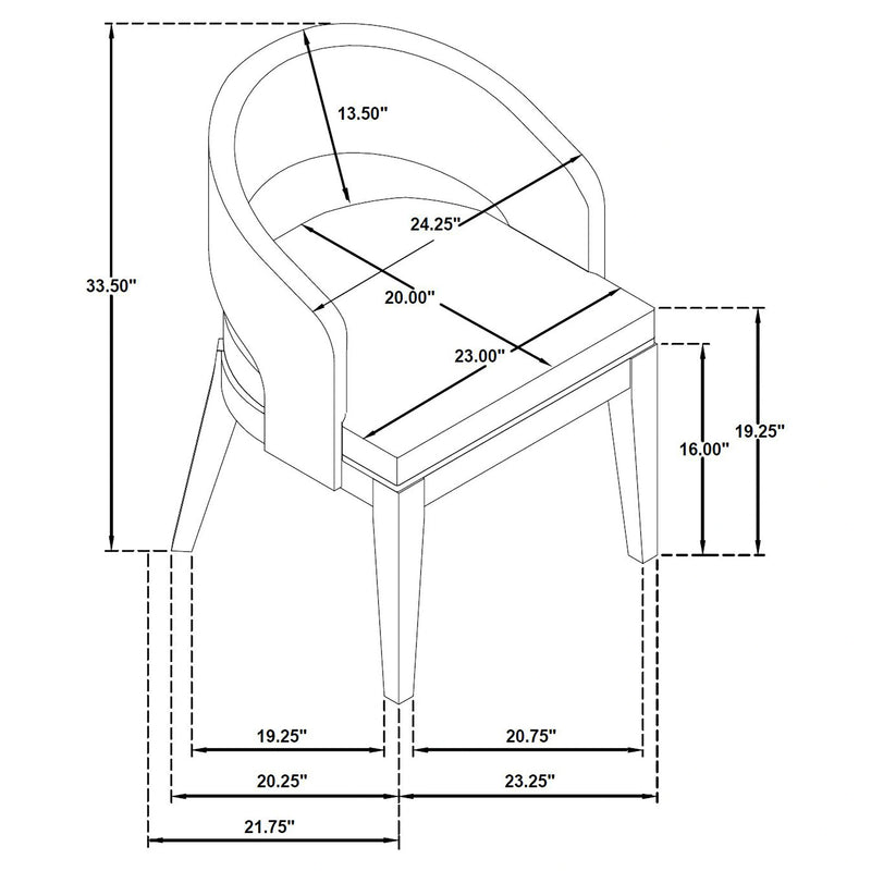 Silla de comedor con brazos Leandro, set de 2