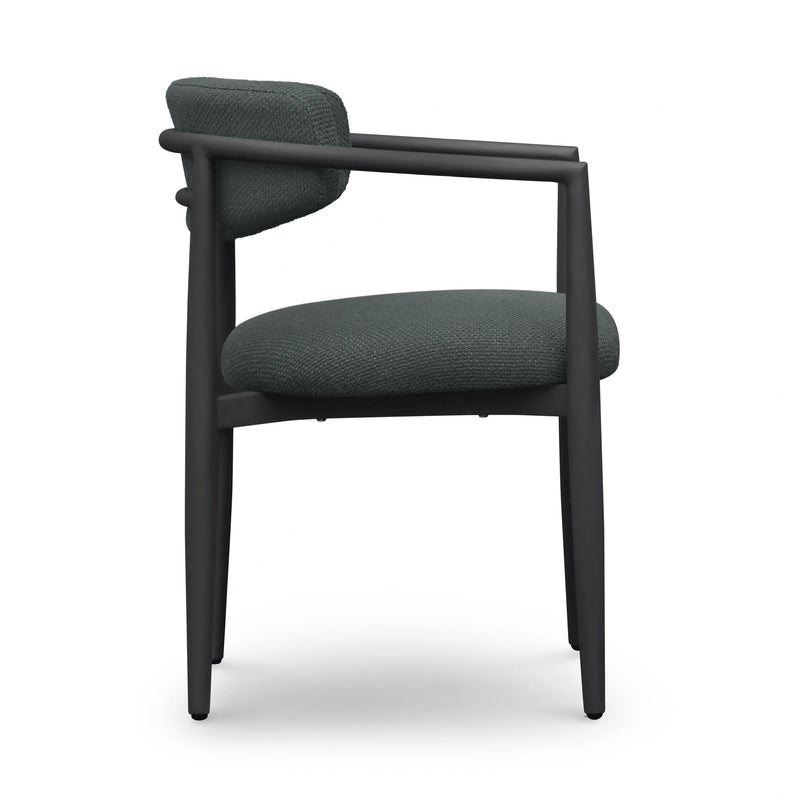 Silla de comedor para exteriores Annika con brazos, de tela texturizada y calidad comercial