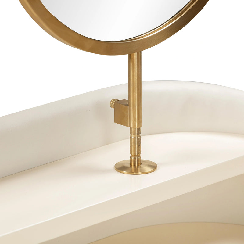 Escritorio tocador Penelope de 45" tapizado en cuero vegano con cajón