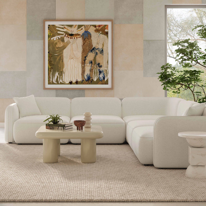 Travie Sand Upcycled Performance Linen Modular L-Sectional
