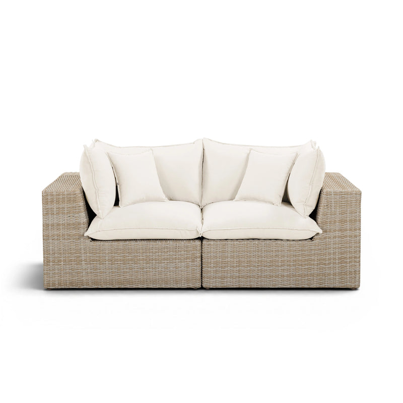Cali 80" Natural Wicker Outdoor Modular Loveseat