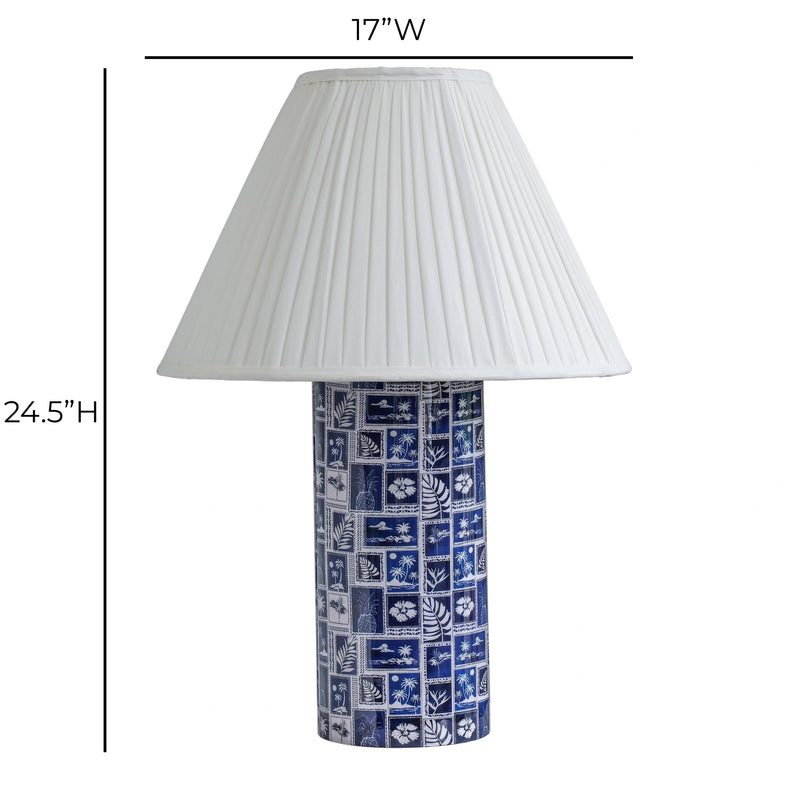 Stamp Blue Pleated Table Lamp