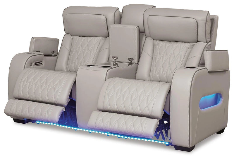 Sofá reclinable eléctrico Boyington, sofá de dos plazas y sillón reclinable