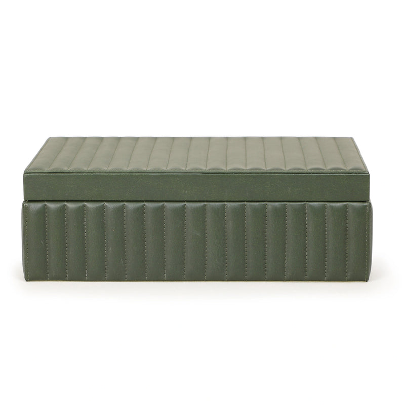Eton Ribbed Green Vegan Leather Contract-Grade Storage Box