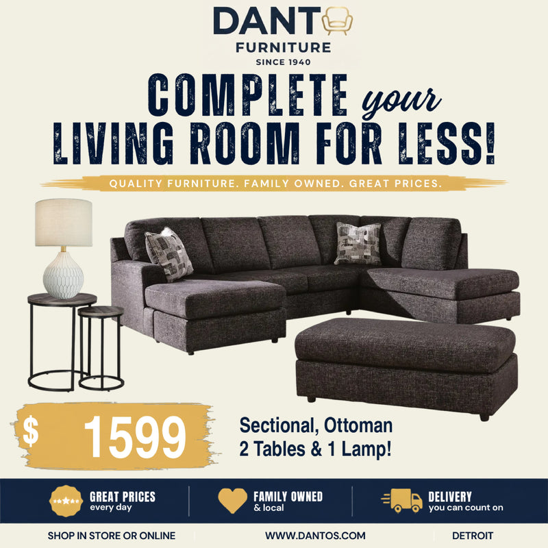Lentiz Sectional And Ottoman Bundle
