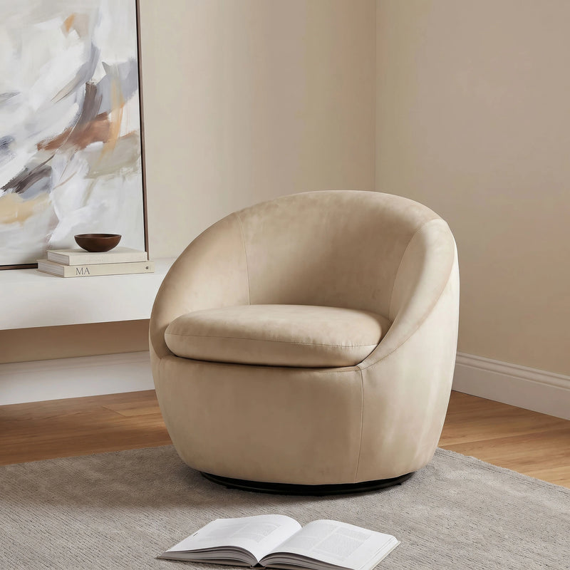 Sillón decorativo giratorio tapizado Myernick