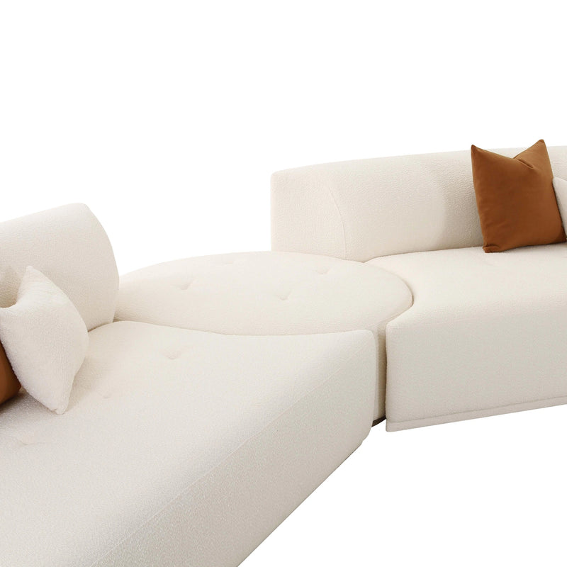 Fickle Cream Performance Boucle 5-Piece Modular Chaise Sectional