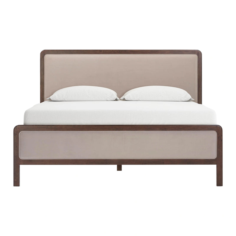 Cama Hella de madera de fresno y terciopelo de calidad comercial