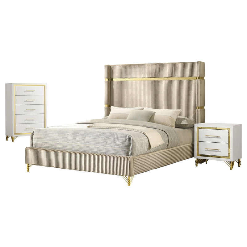 Lucia 5 Pc Bedroom Set (Queen Bed, Nightstand, Dresser, Mirror and Chest)