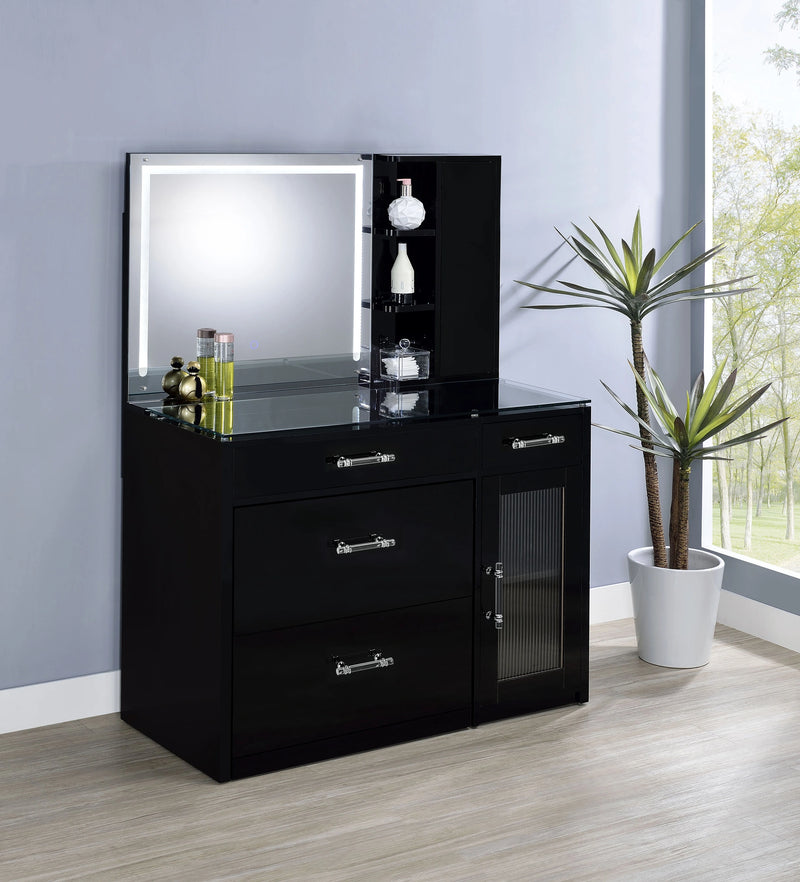 Flora Makeup Vanity Table with LED Mirror and Stool Set