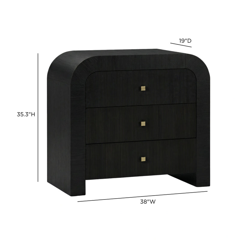 Hump 38" Arched 3-Drawer Bedside Chest