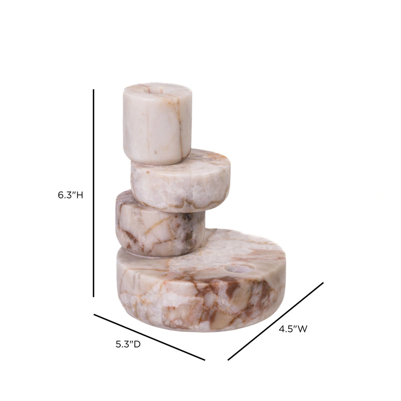 Marble White Brown Candle Holder