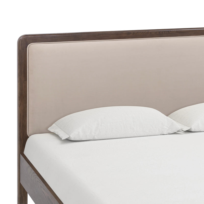 Cama Hella de madera de fresno y terciopelo de calidad comercial