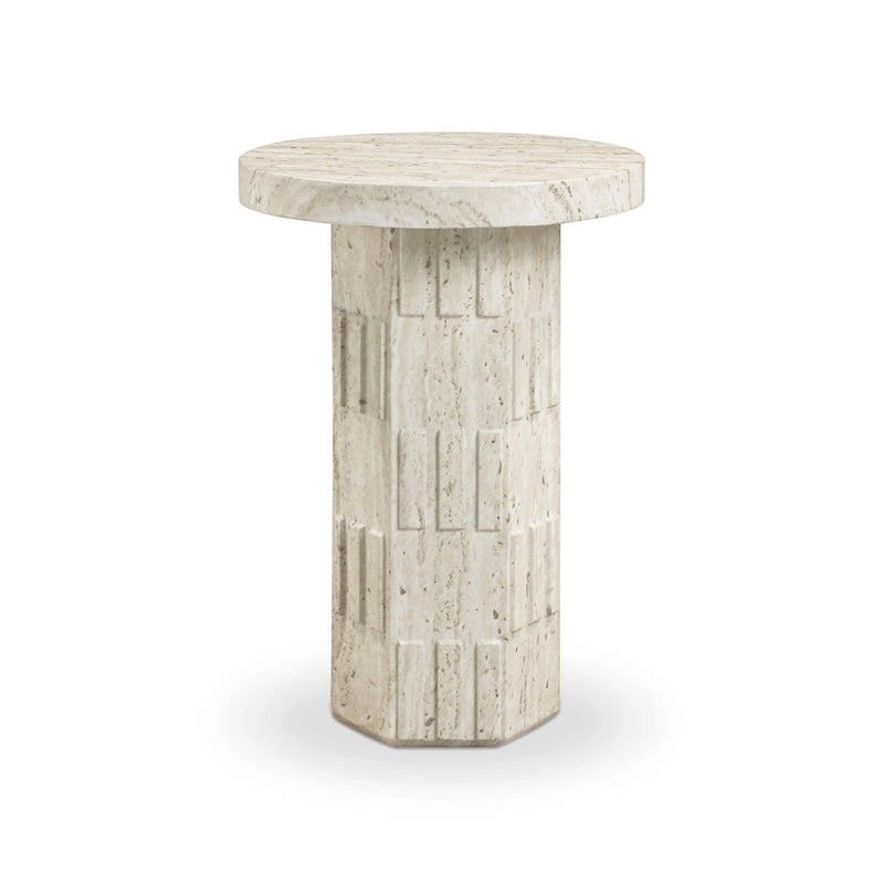 Asta Faux Travertine Indoor/Outdoor Concrete Side Table
