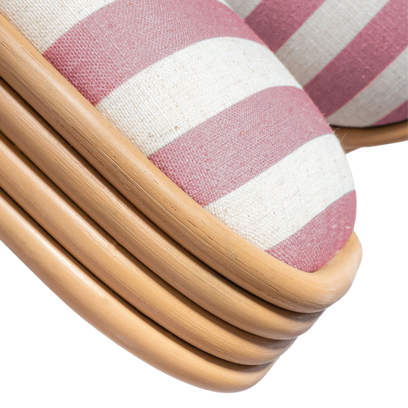 Dorine Striped Performance Linen & Rattan Dining Chair