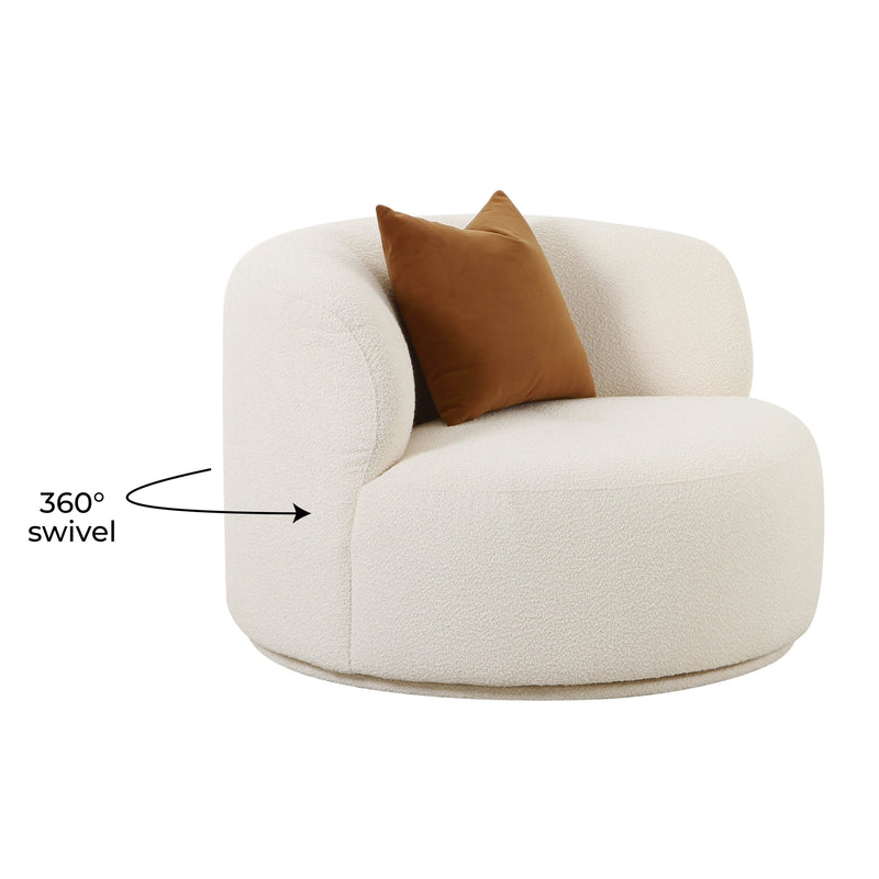Fickle Cream Performance Boucle Swivel Chair