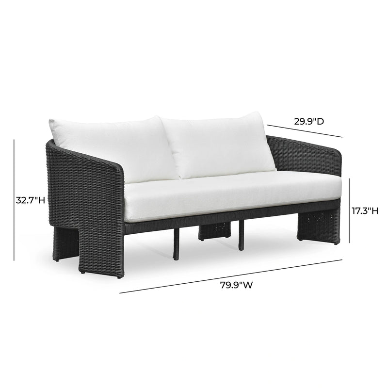Alexa 80" Rattan Performance Fabric Outdoor Sofa