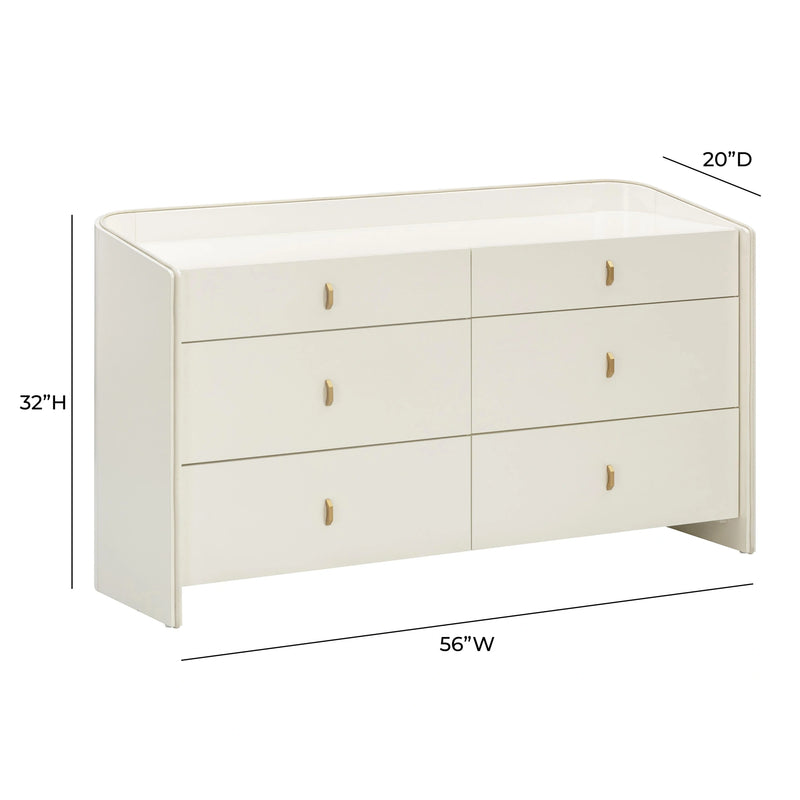 Collins 56" Cream 6-Drawer Dresser