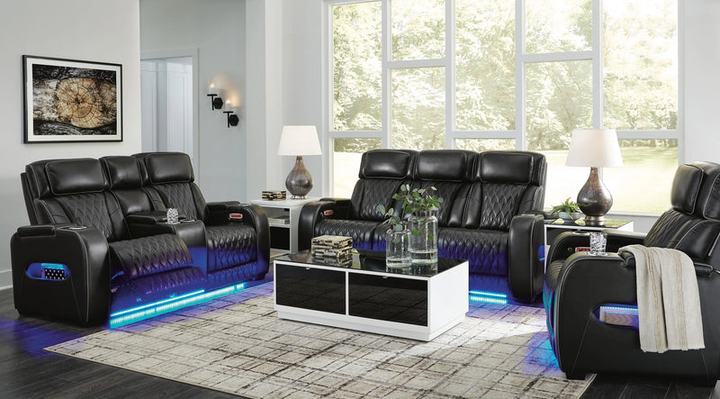 Sofá reclinable eléctrico Boyington, sofá de dos plazas y sillón reclinable