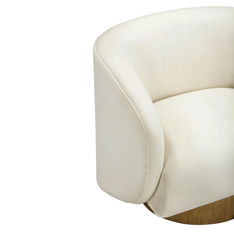 Sillón decorativo giratorio de terciopelo de alto rendimiento Presley en color crema