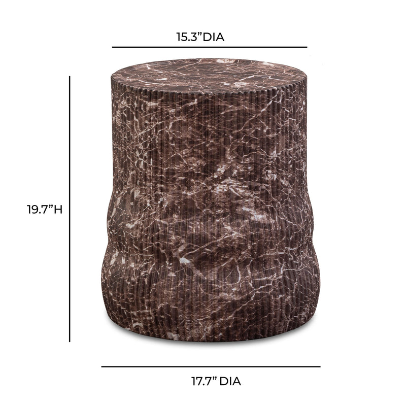 Cilla Red Faux Levanto Marble Indoor/Outdoor Concrete Side Table