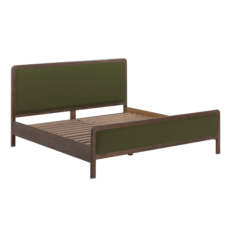 Cama Hella de madera de fresno y terciopelo de calidad comercial