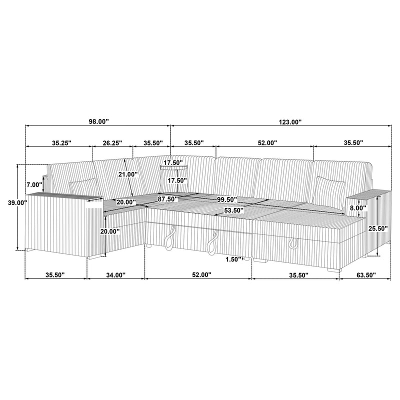 Devonshire Pull-Out Sleeper Sectional Sofa