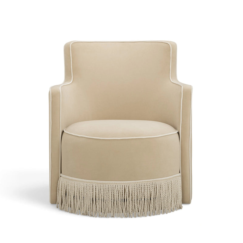 Passe Tasseled Velvet Swivel Accent Chair