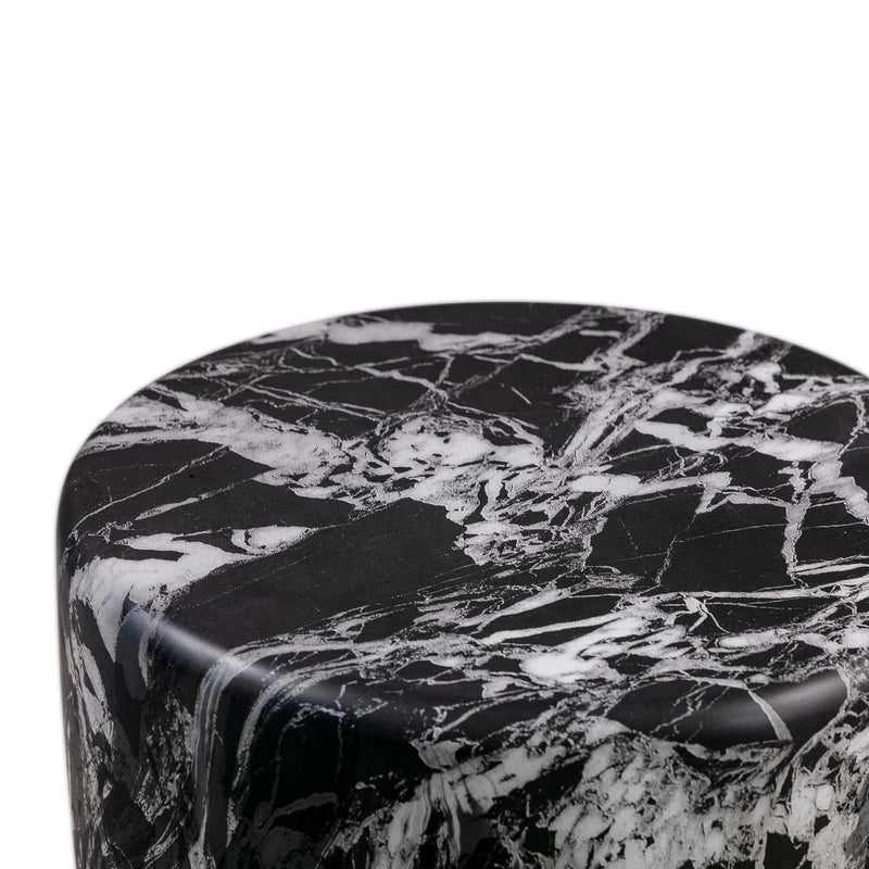 Marisol Black Faux Marble Side Table