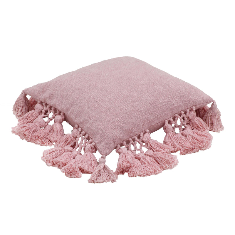 Stone 21" Washed Cotton Tasseled Square Throw Pillow