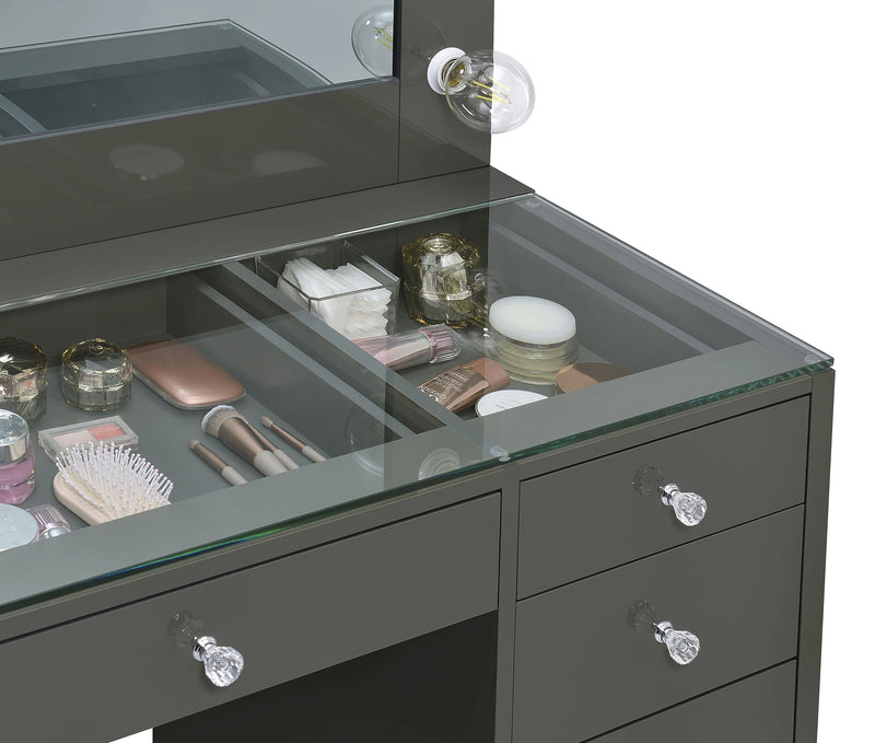 Acena Makeup Vanity Table with LED Mirror Set