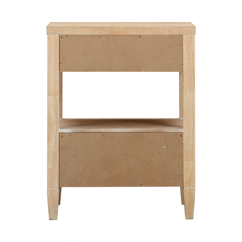 Bristol Park Whitewashed Oak Wood 2-Drawer Nightstand