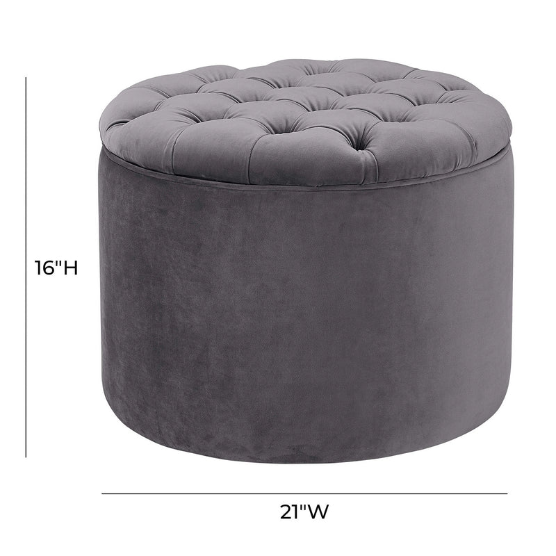 Queen Performance Velvet Round Storage Ottoman