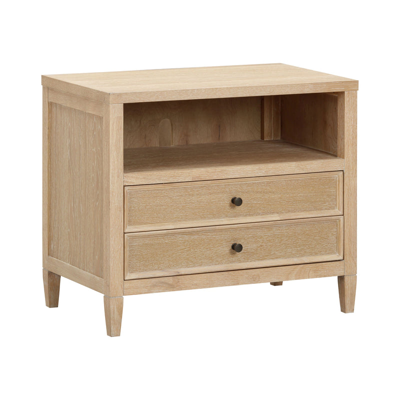 Bristol Park Whitewashed Oak Wood 2-Drawer Nightstand