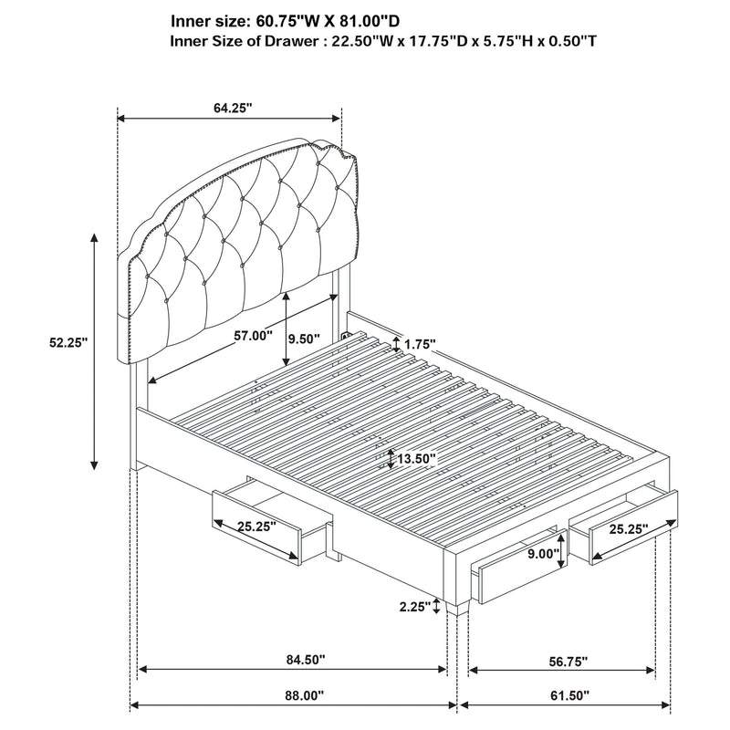 Marianna Panel Platform Storage Bed