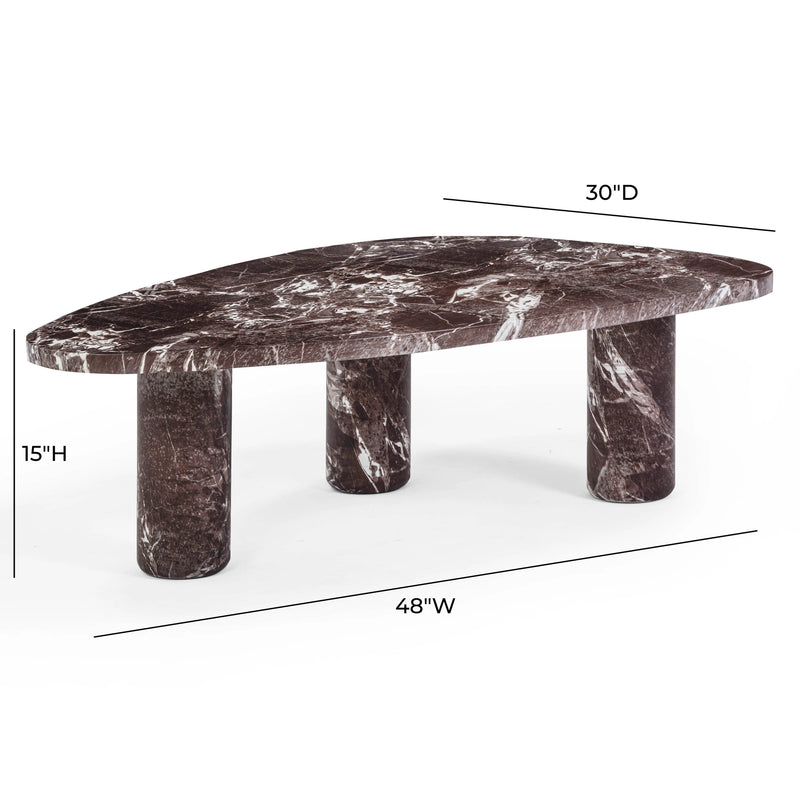 Mesa de centro Libby de mármol falso rojo Levanto para interior/exterior (36"-48")