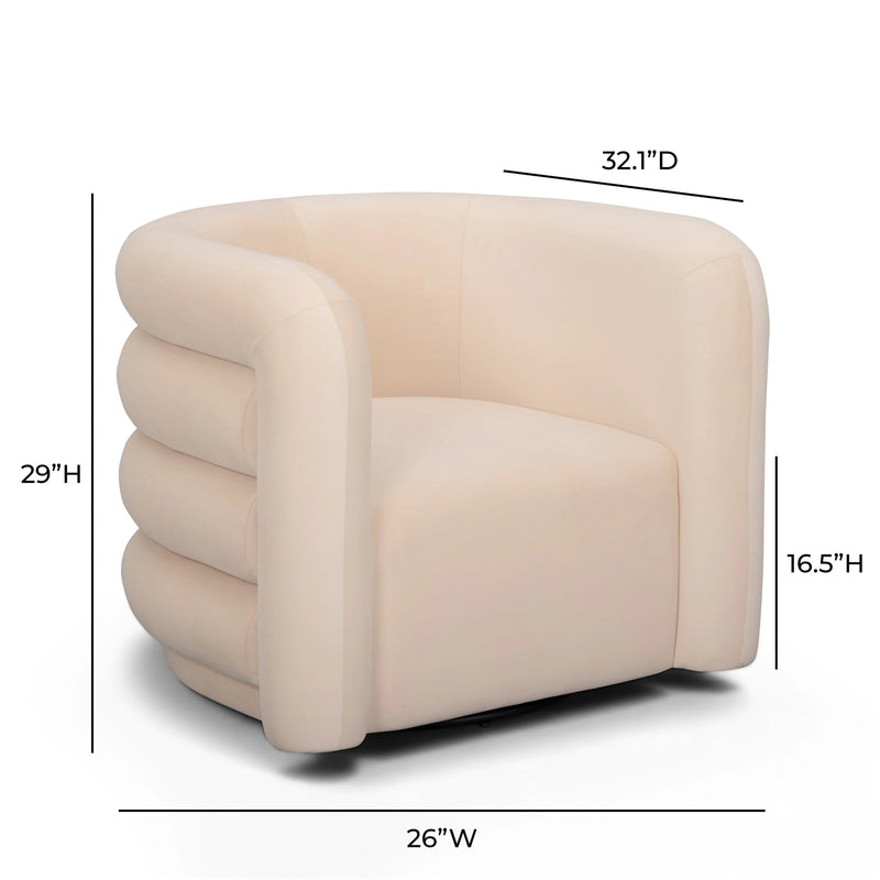 كرسي استرخاء دوار بكسوة مخملية وتصميم منحني (Curves)
