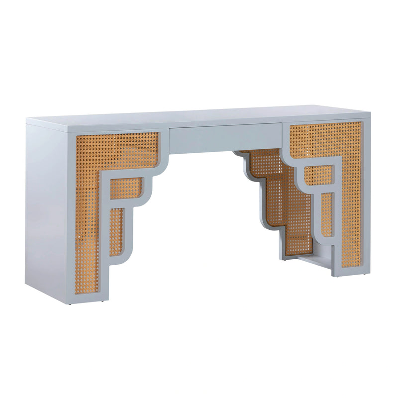 Suzie 62" Rattan Executive Desk With Drawer