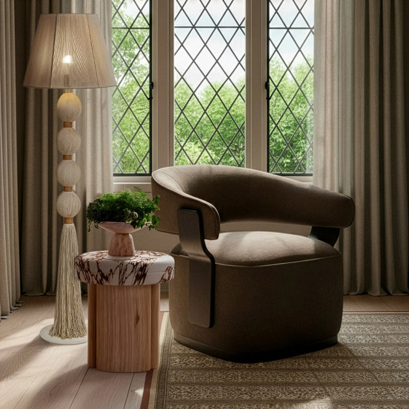 Samba White Cotton Floor Lamp