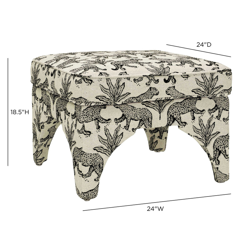 Raji Leopard Jacquard Ottoman
