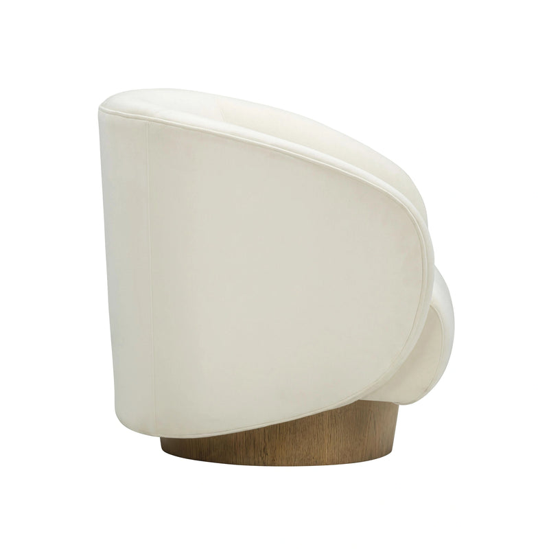 Sillón decorativo giratorio de terciopelo de alto rendimiento Presley en color crema