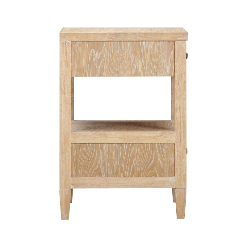 Bristol Park Whitewashed Oak Wood 2-Drawer Nightstand