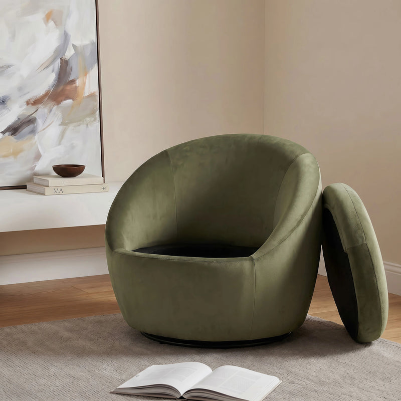 Sillón decorativo giratorio tapizado Myernick